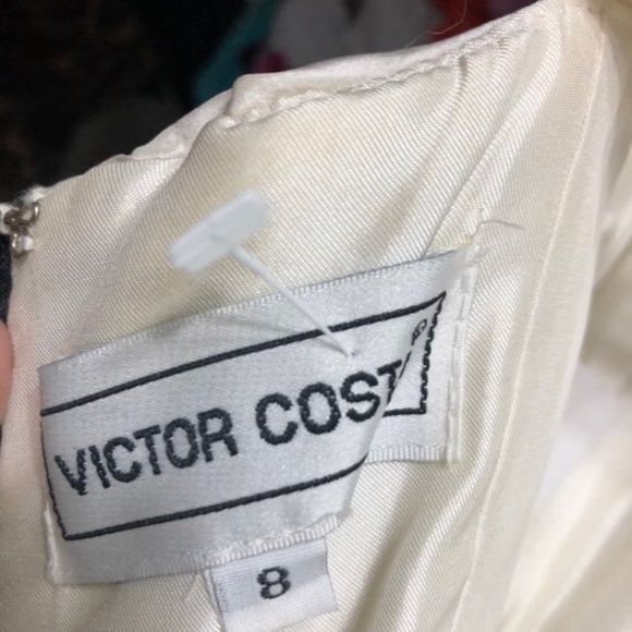 Vtg Victor Costa column gown velvet 3D one dress S - Picture 7 of 9